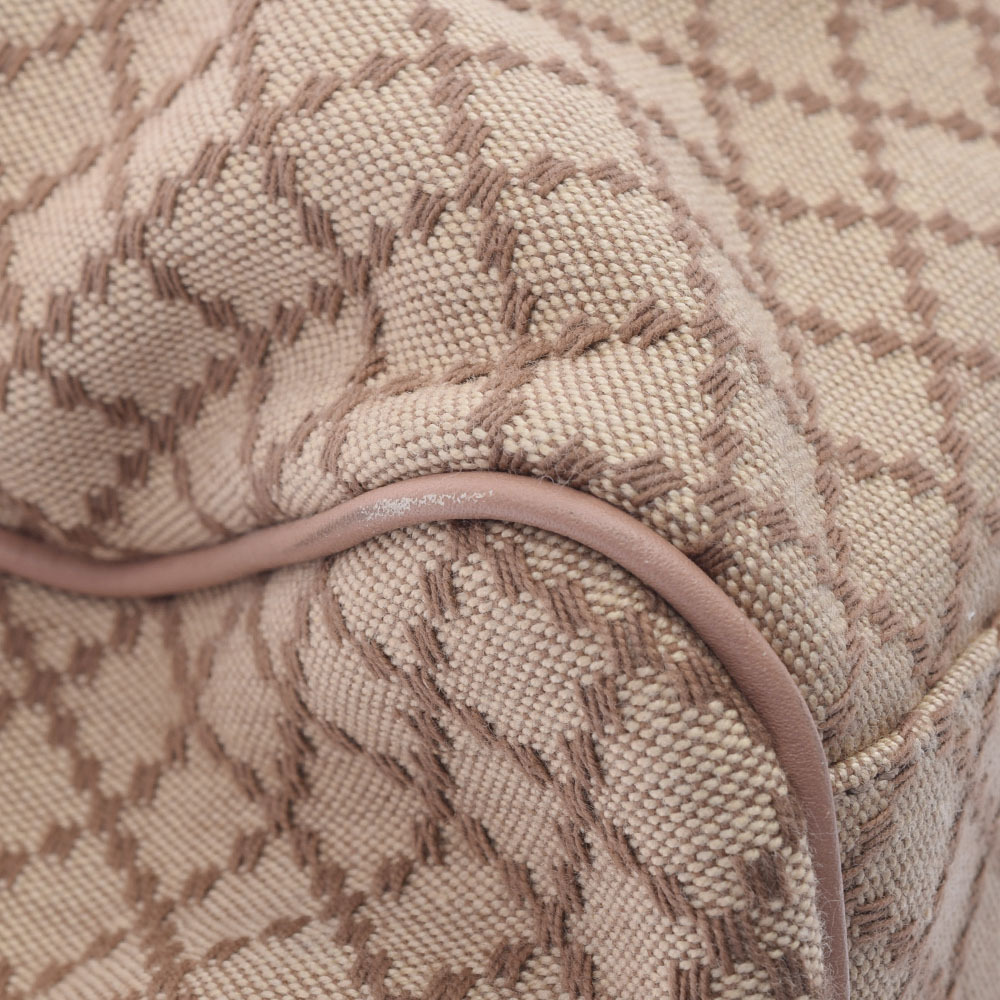 GUCCI Sukey Diamante Beige Pink Canvas Leather Handbag - Picture 8 of 9